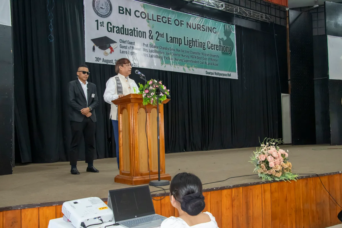 Chief Guest, Prof. Dibakar Chandra Deka, Hon'ble Vice Chancellor, Mizoram University delivering a short speech