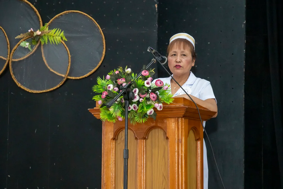 Lamp lighter Mrs. Lalrinthangi Pachuau Nursing Superintendent, Civil Hospital Aizawl delivering a short speech